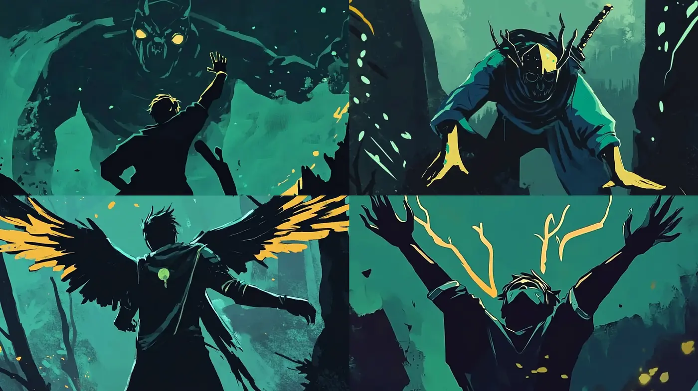 Gritty Expressionist Drama in Turquoise and Amber - Midjourney sref style