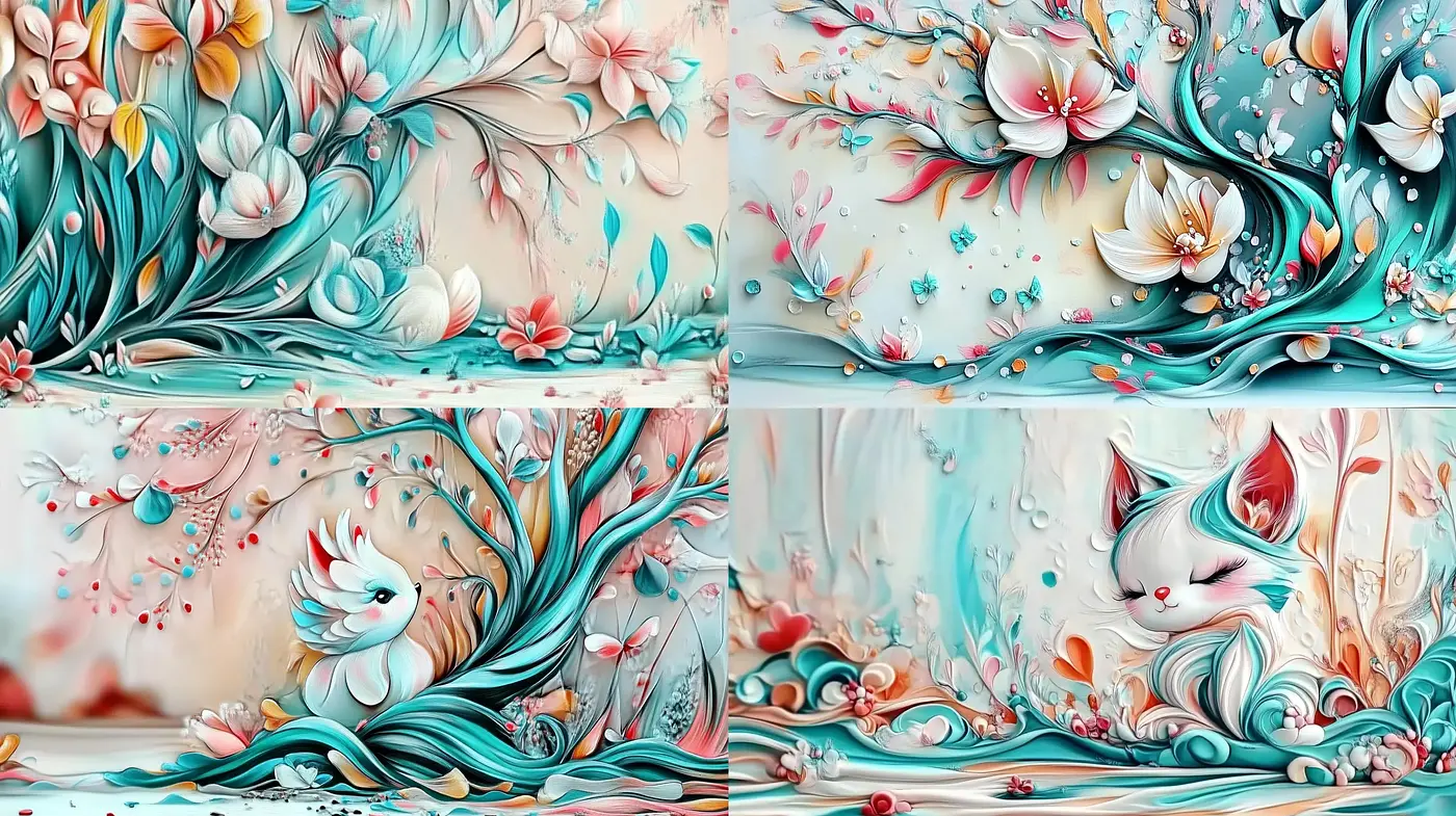 Whimsical Pastel Dreamscape: A Fusion of Organic Textures and Delicate Tones - Midjourney sref style