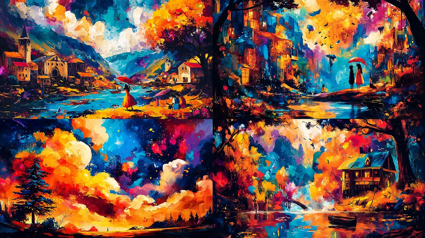 Vividly Expressive Landscape Art with Emotional Depth - Midjourney sref style