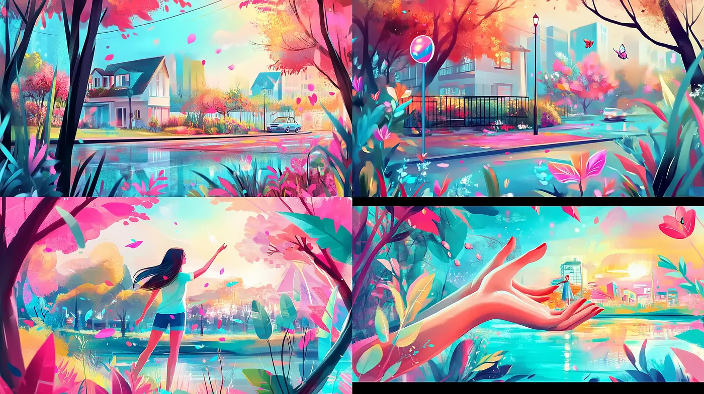 Luminous Dreamscape: A Fusion of Vivid Colors and Surreal Imagery in Digital Art - Midjourney sref style