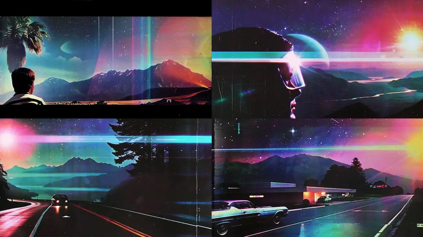 Dreamlike Aesthetic with Retro Futurism and Cosmic Themes - Midjourney sref style