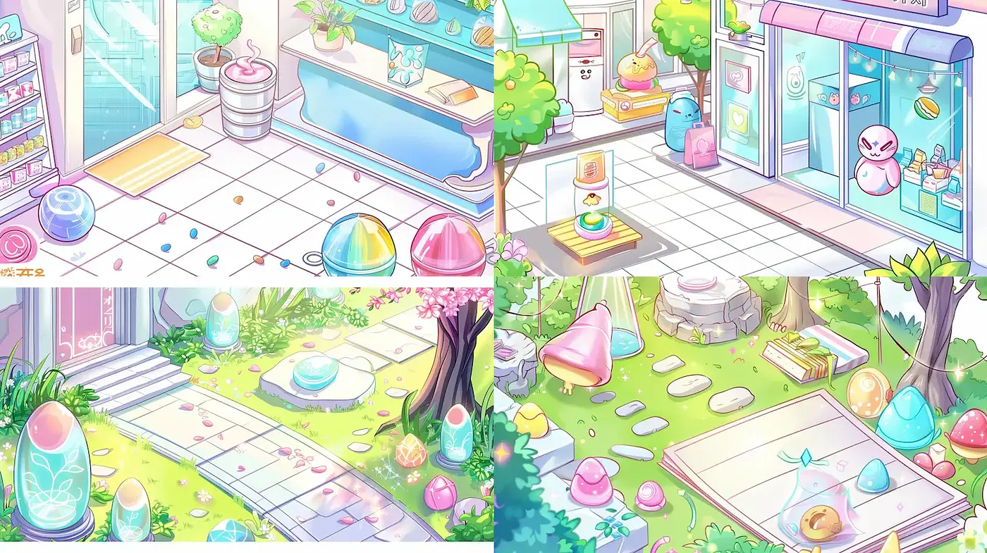 Whimsical Elation in pastel-themed aesthetic environments - Midjourney sref style