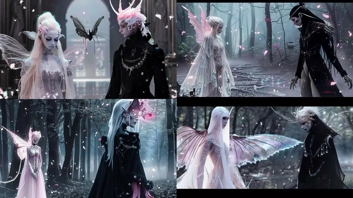 Ethereal Gothic Fantasy with a Monochromatic Enchantment - Midjourney sref style