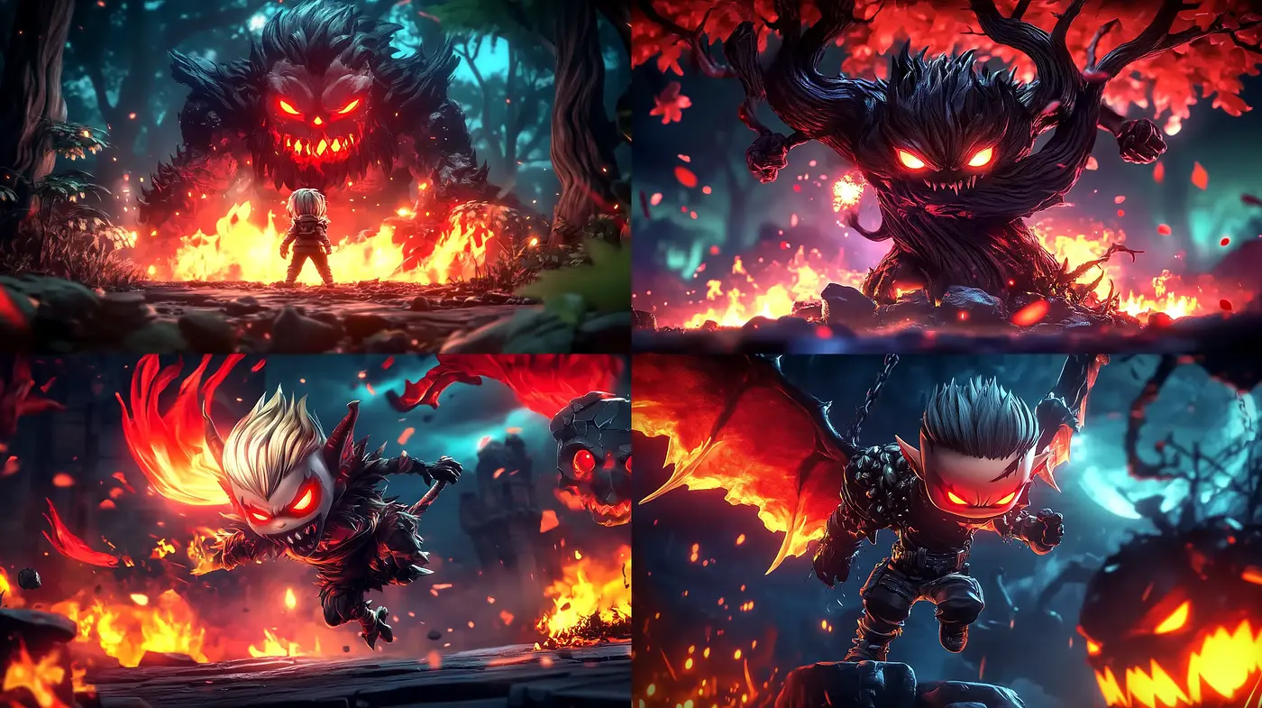 Intense Fantasy Flames and Fervor: A Digital Illustration Collection - Midjourney sref style