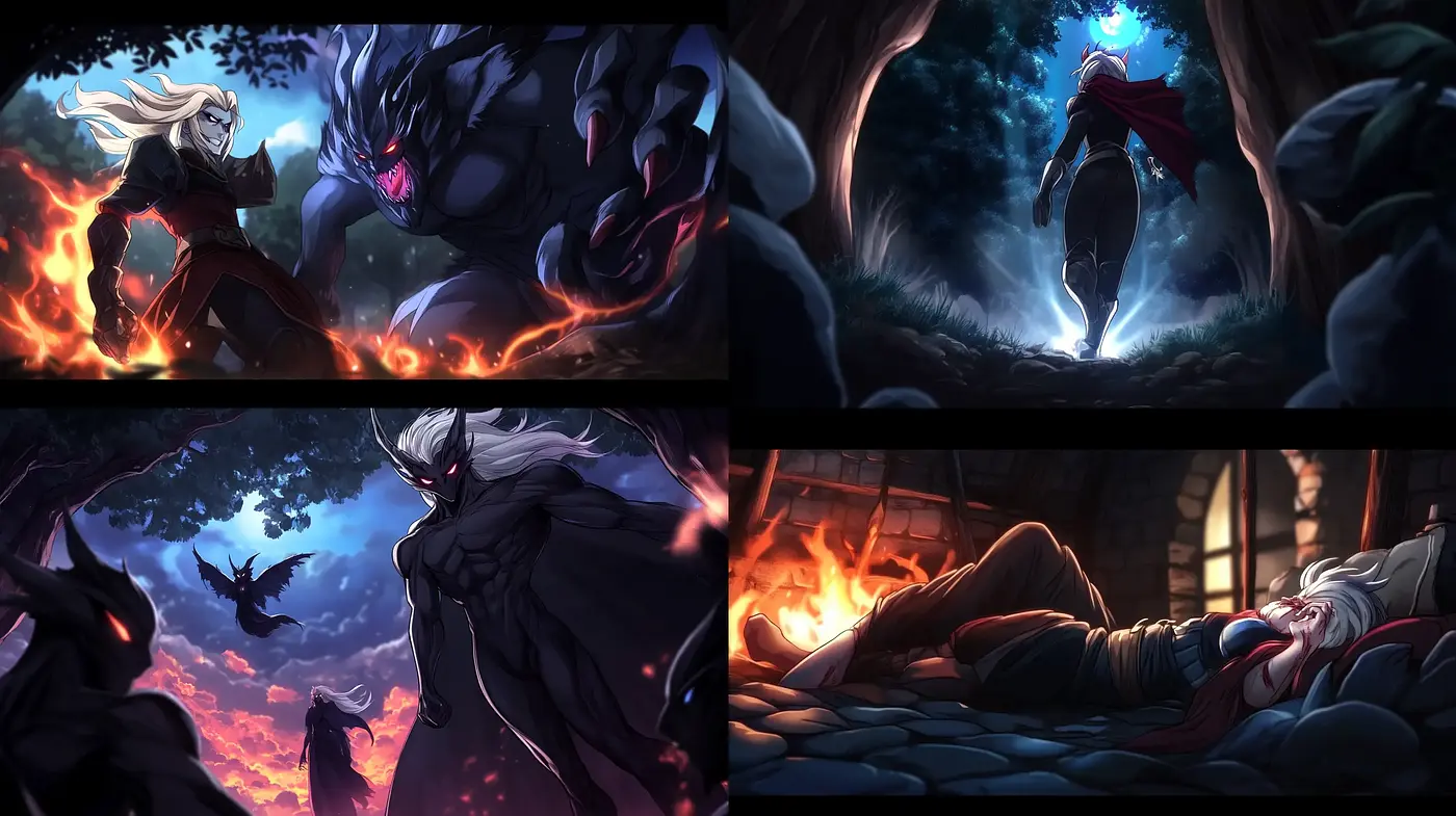 Dynamic Elemental Showdown in Stylized Anime Illustrations - Midjourney sref style