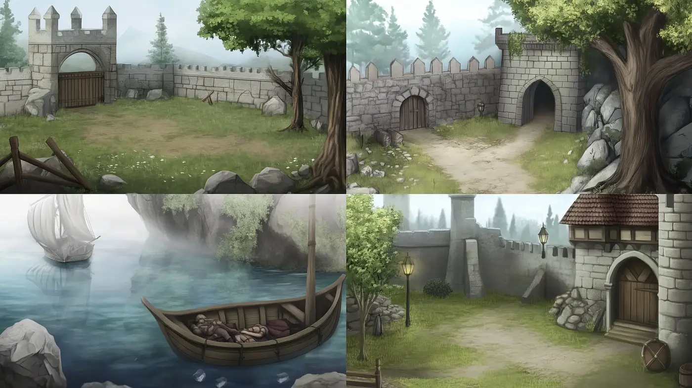 Misty Medieval Fantasy Concept Art - Midjourney sref style
