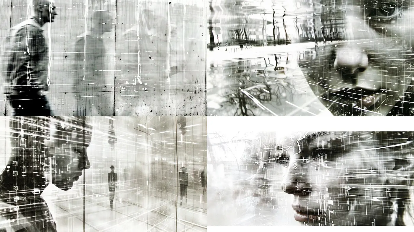 Monochromatic Ethereal Visions: A Textured Dance between Light and Shadow - Midjourney sref style