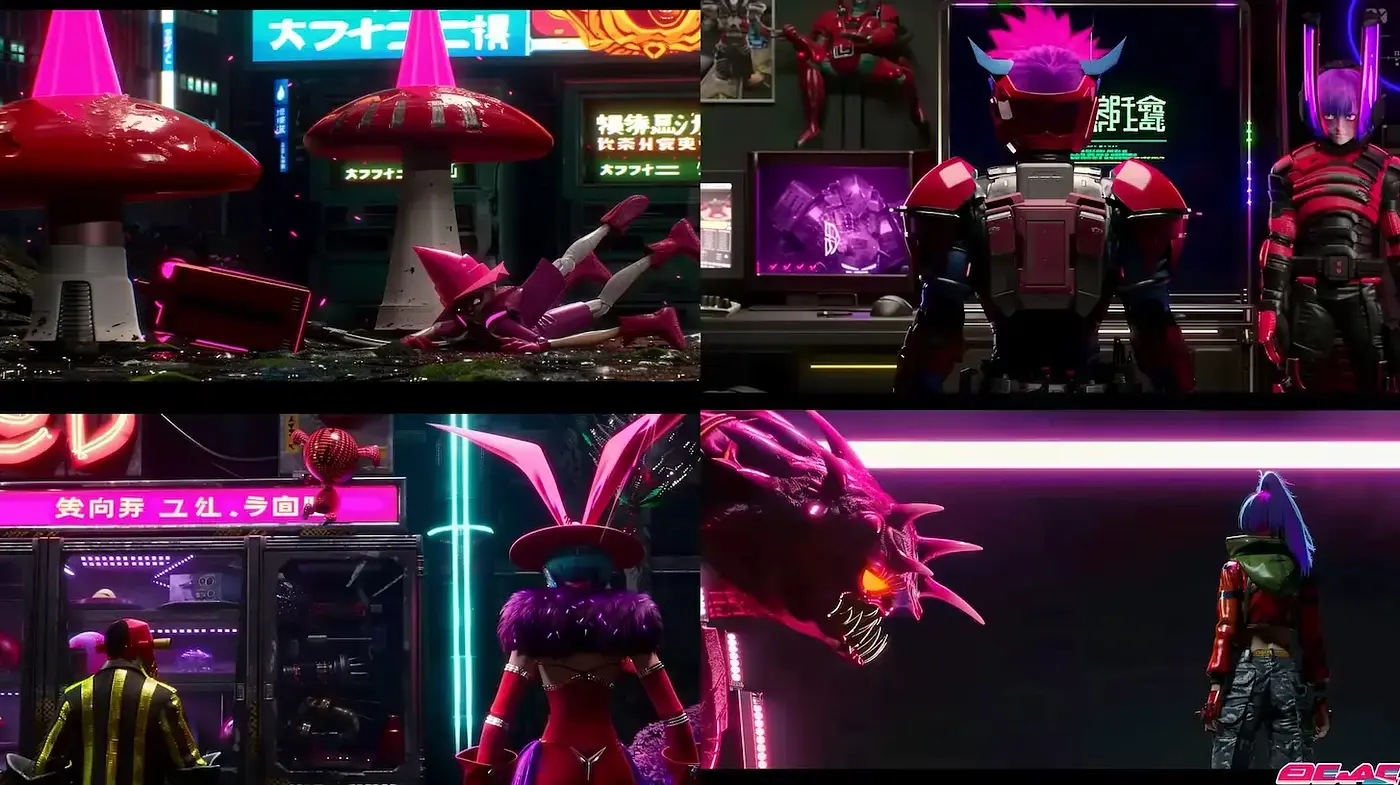 Futuristic Neon Aesthetic with Retro Influences - Midjourney sref style