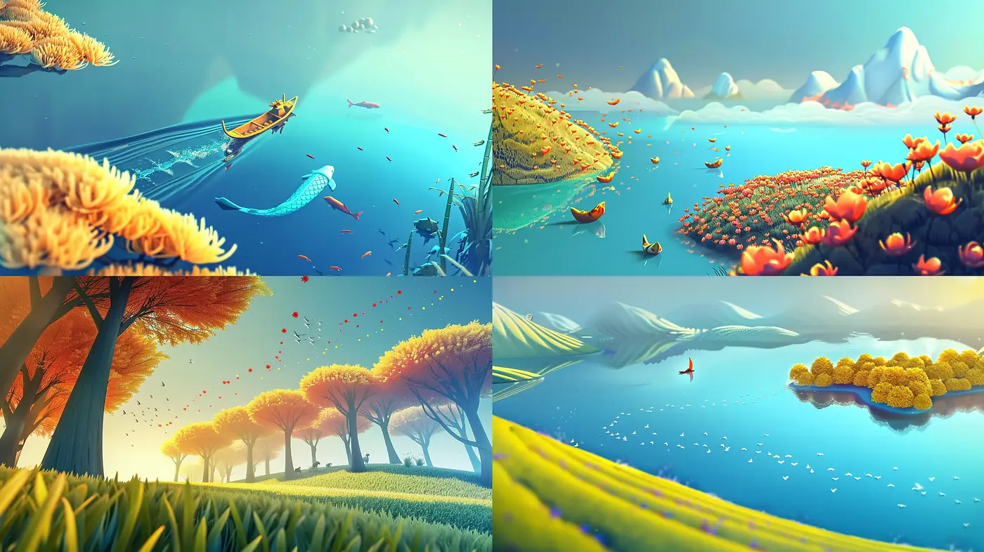 Serene Pastoral Vistas: A Synthesis of Digital Impressionism and Luminous Color - Midjourney sref style