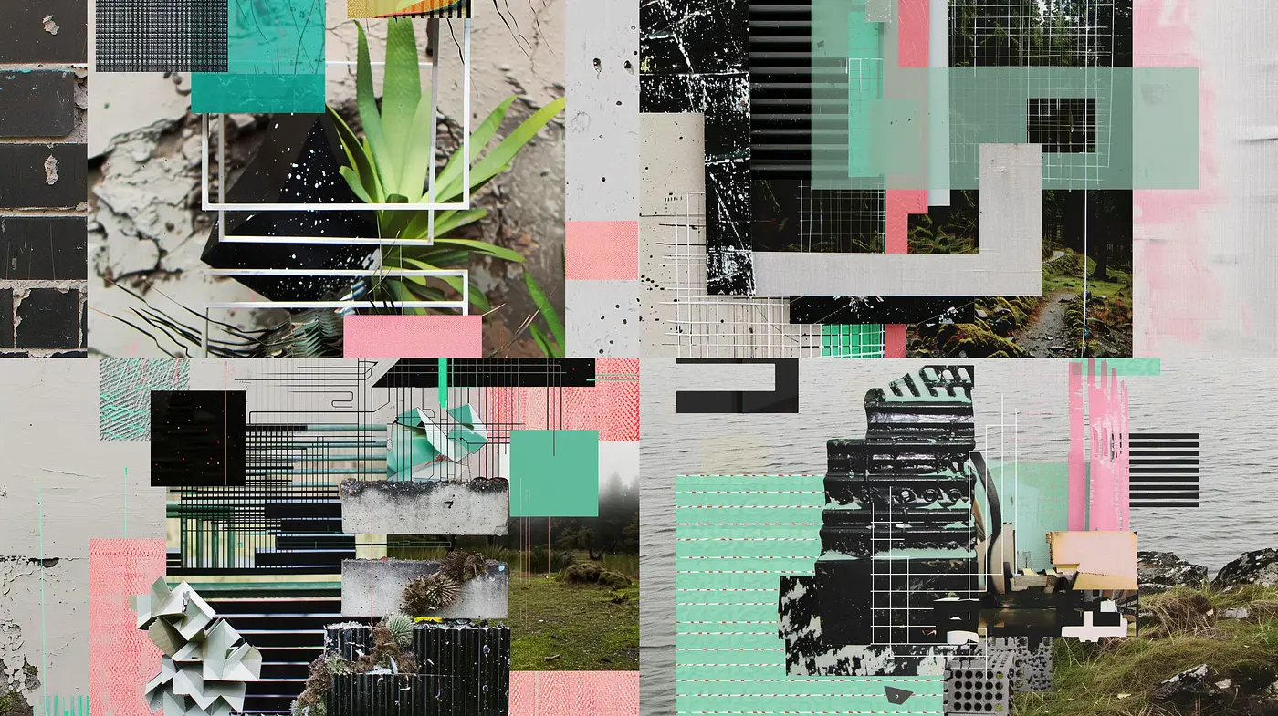 Contemporary Digital Collage with Geometric Disruption - Midjourney sref style