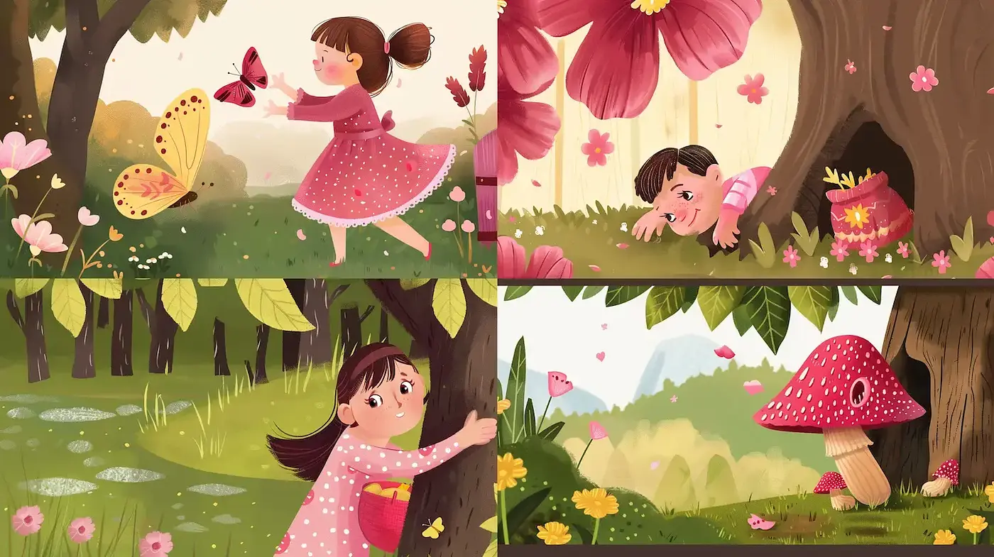 Whimsical Pastoral Illustrations with a Warm Palette and Textured Brushwork - Midjourney sref style