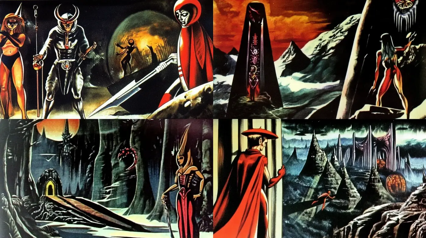 Ethereal Gothic Fantasy in Enigmatic Hues - Midjourney sref style