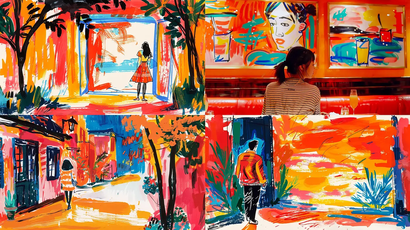 Vibrant Brushstroke Harmony: A Study of Vivid Textures in Urban and Human Landscapes - Midjourney sref style