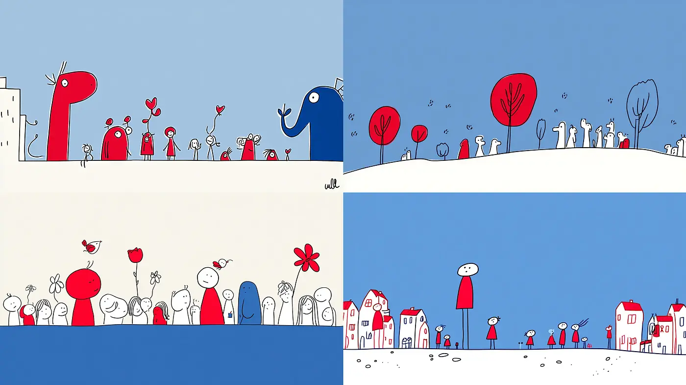 Minimalist and Playful Illustration Style with a Whimsical Vibe - Midjourney sref style