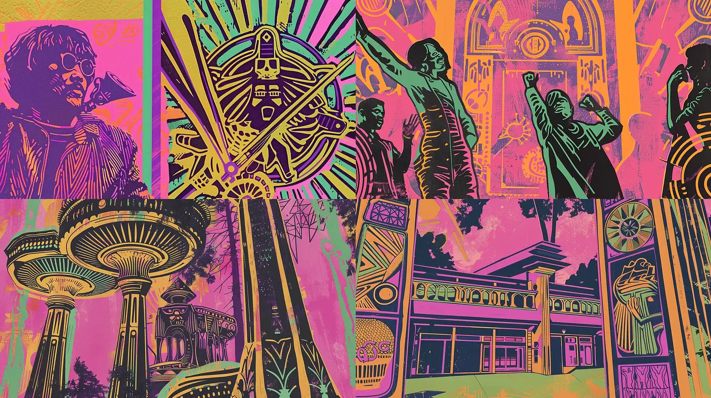 Eclectic Fusion of Art Nouveau and Psychedelic Pop Art - Midjourney sref style