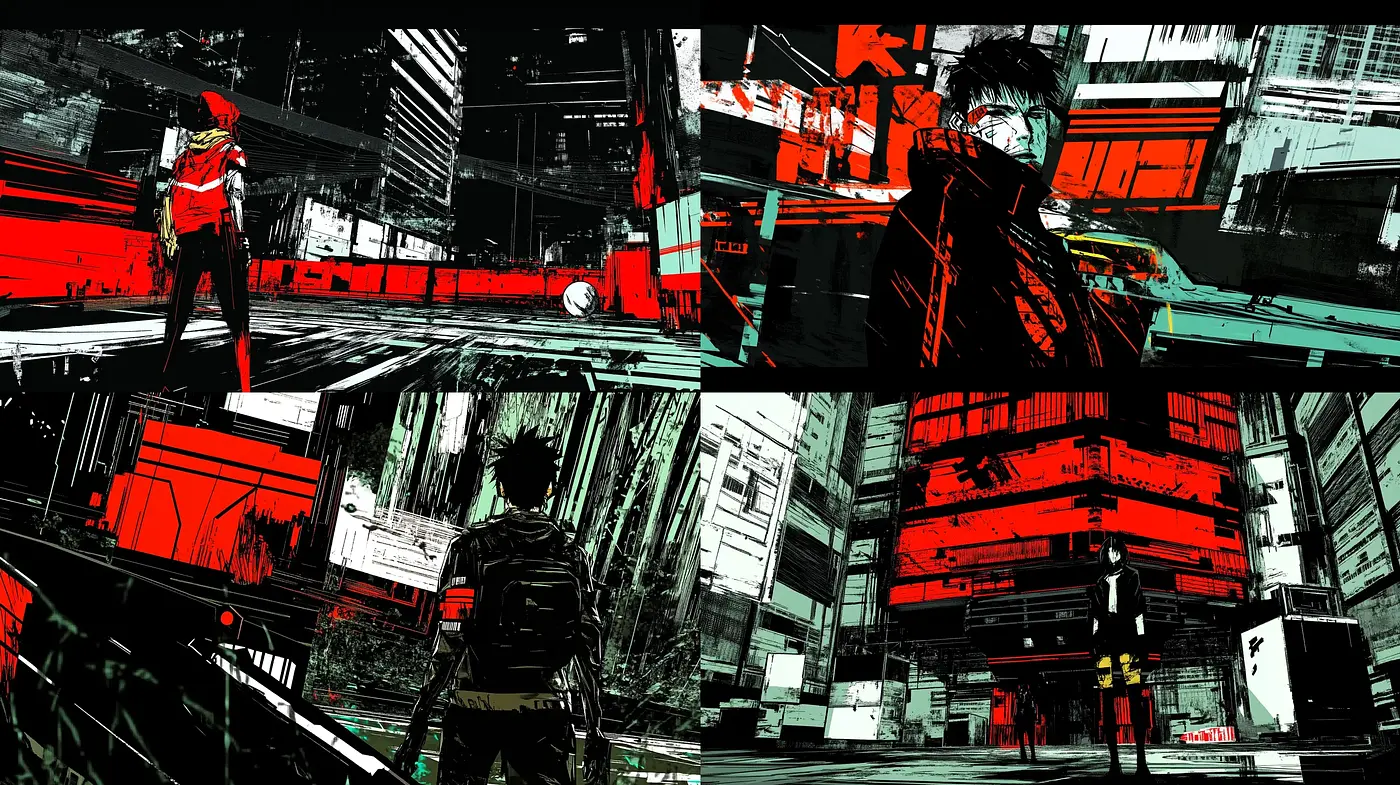 Cyberpunk Noir: A Fusion of Digital Futurism and Classic Detective Aesthetics - Midjourney sref style