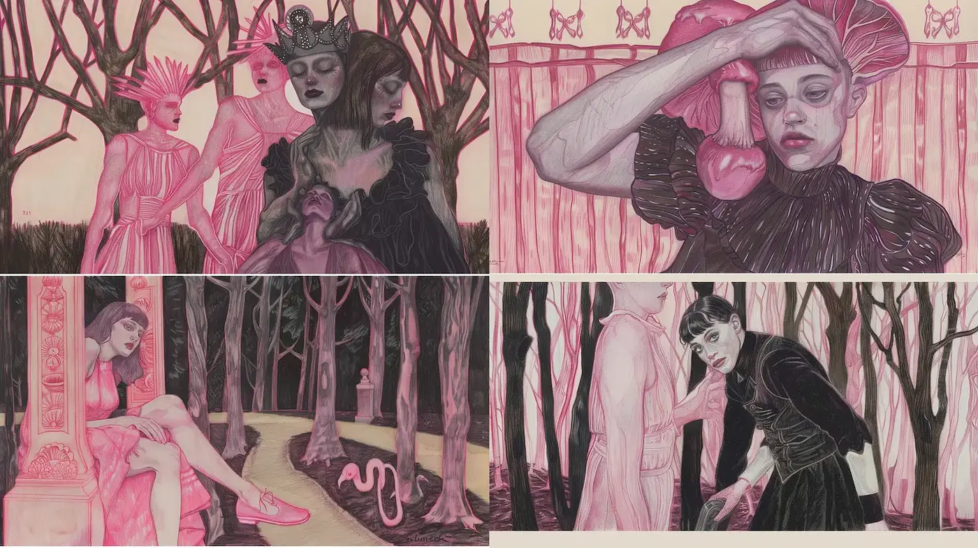Surreal and Emotional Portraiture with Dark Romantic Influences - Midjourney sref style