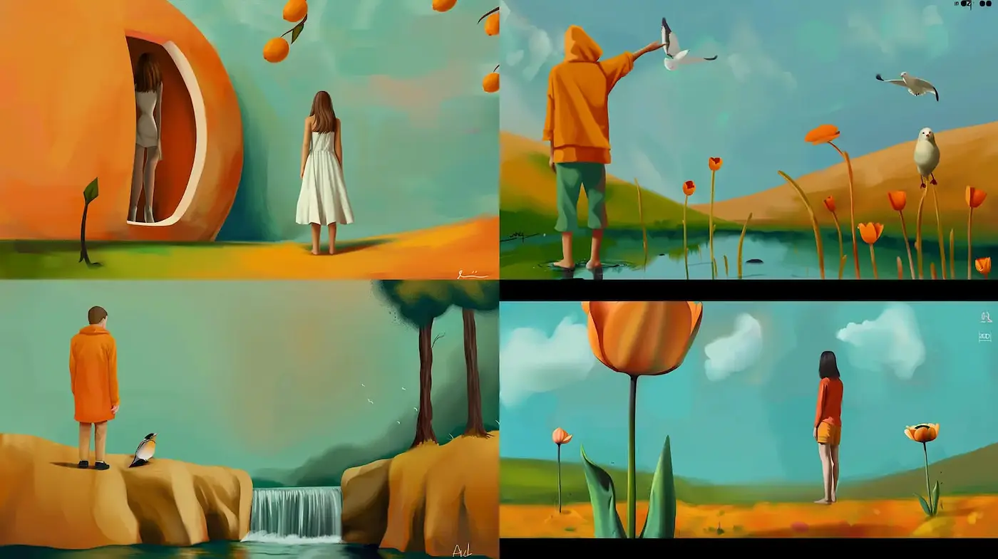 Whimsical Landscape Illustrations with a Dreamlike Quality - Midjourney sref style