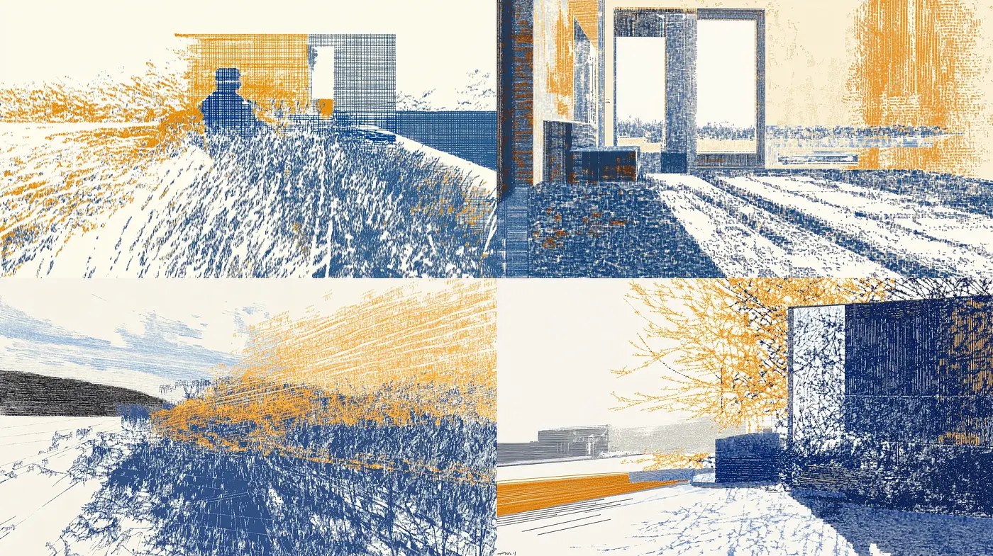 Sun-Kissed Monochromatic Hues and Etched Contours - Midjourney sref style