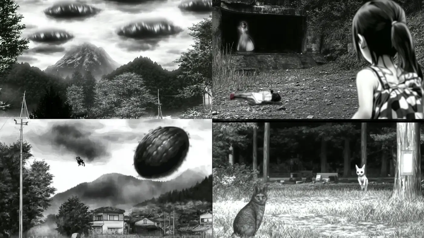 Monochromatic Ethereal Dreamscape with Surreal Elements - Midjourney sref style