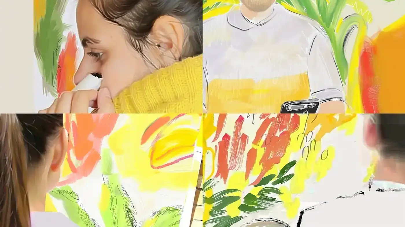 Vibrantly Expressive Art Style with Strong Pastel Touches and Minimalist Elements - Midjourney sref style