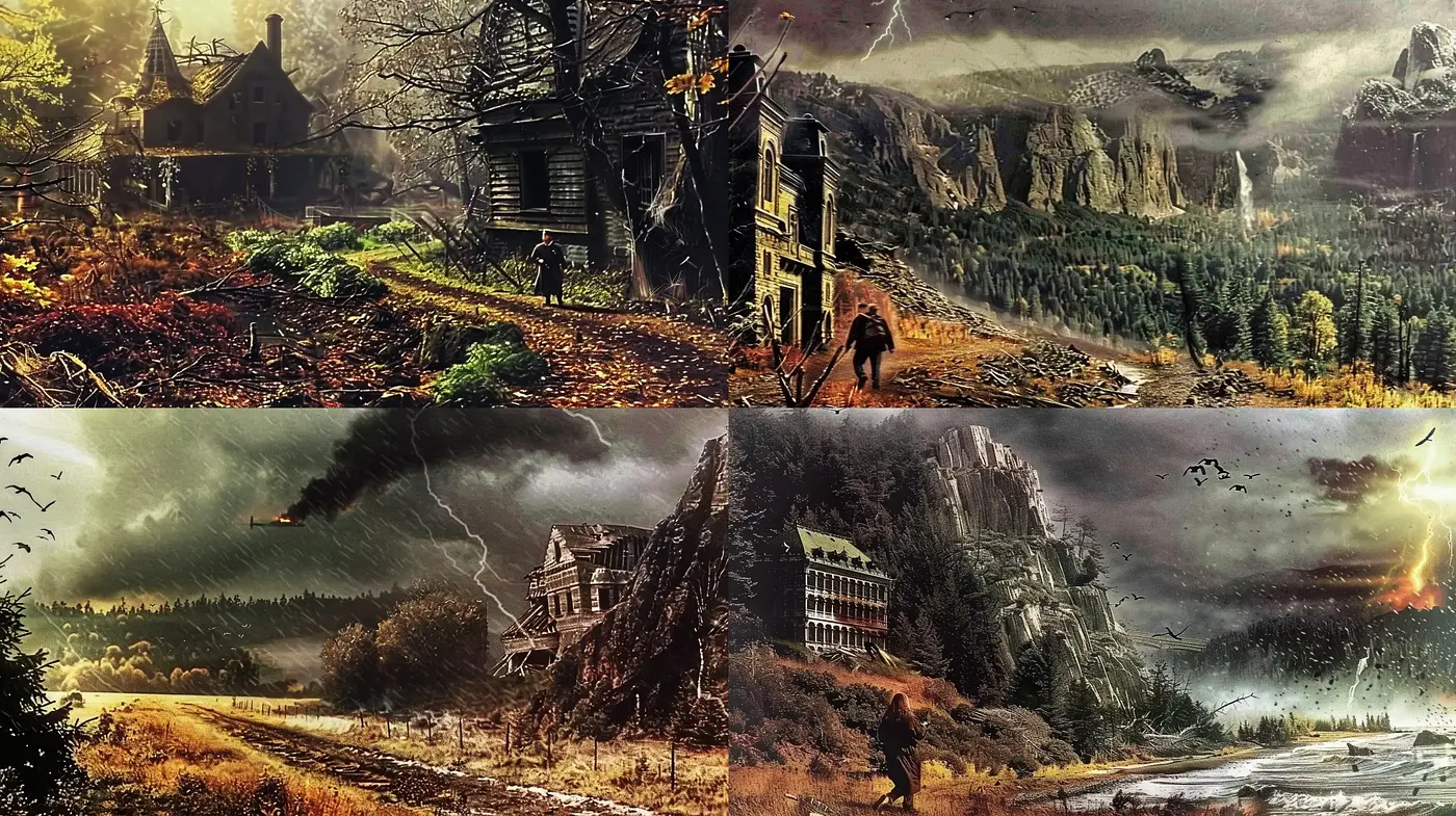 Moody Atmospheric Landscapes with a Hauntingly Romantic Essence - Midjourney sref style