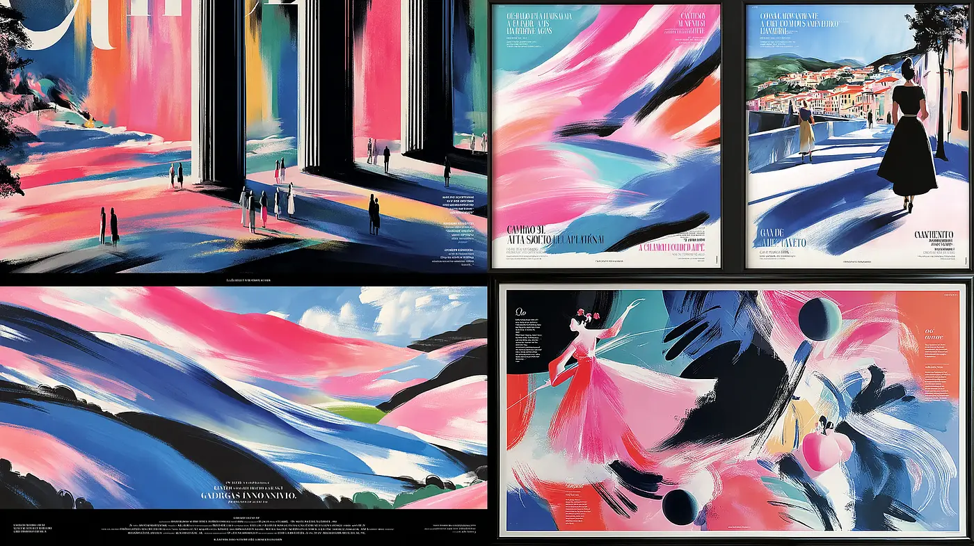 Vibrant and Abstract Romantic Landscapes with a Playful Aesthetic - Midjourney sref style