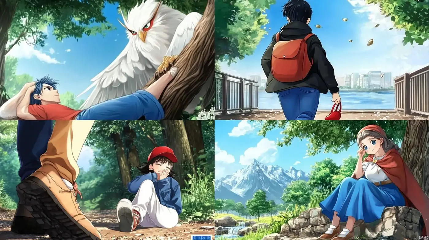 Serene Anime Inspired Vistas with Lush Natural Backdrops - Midjourney sref style