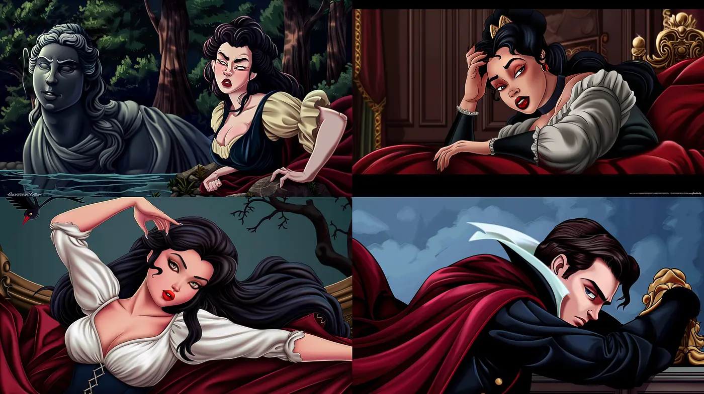 Gothic Romance and Elegance: A Homage to Dark Fantasy and Mystique - Midjourney sref style