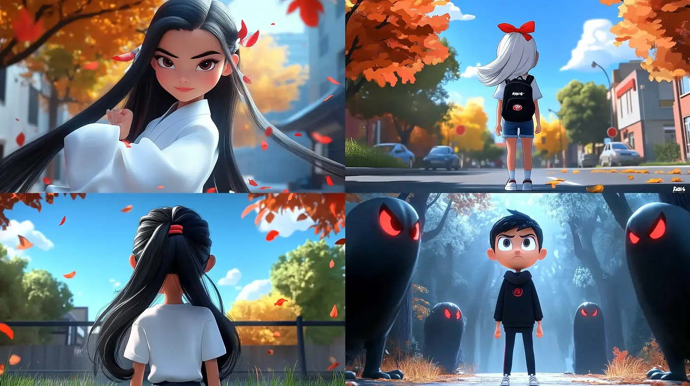 Autumn Embrace in Vibrant Anime-Inspired Digital Artistry - Midjourney sref style