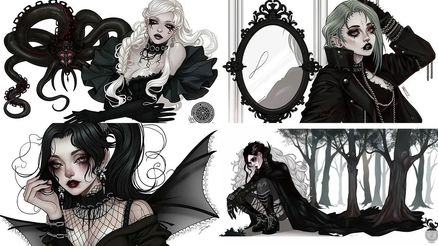 Gothic Elegance with Haunting Monochromatic Harmony - Midjourney sref style
