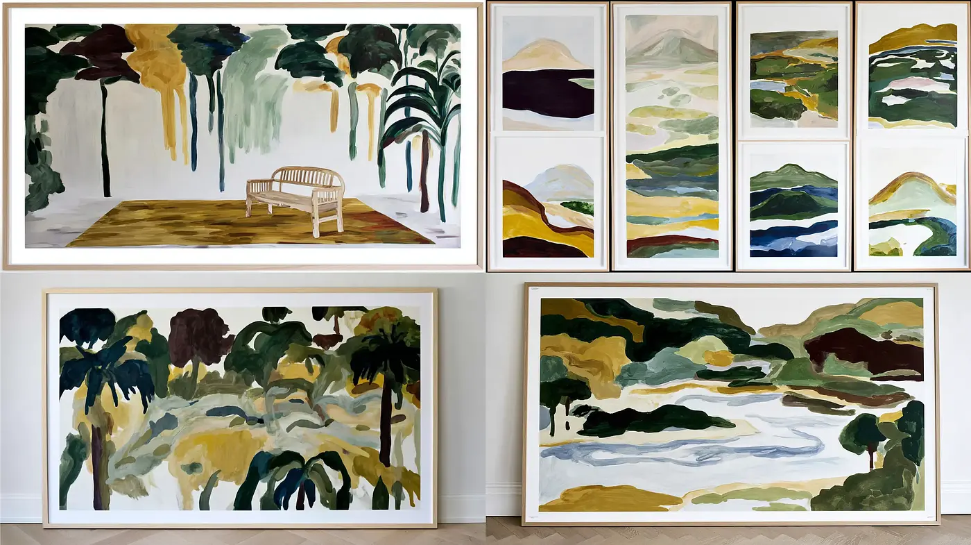 Contemporary Abstract Landscapes with Organic Shapes and Earthy Tones - Midjourney sref style