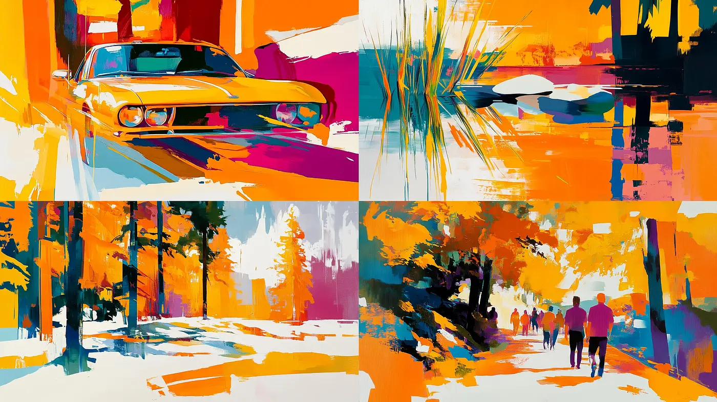 Vibrant Expressionist Fusion with a Retro Twist - Midjourney sref style