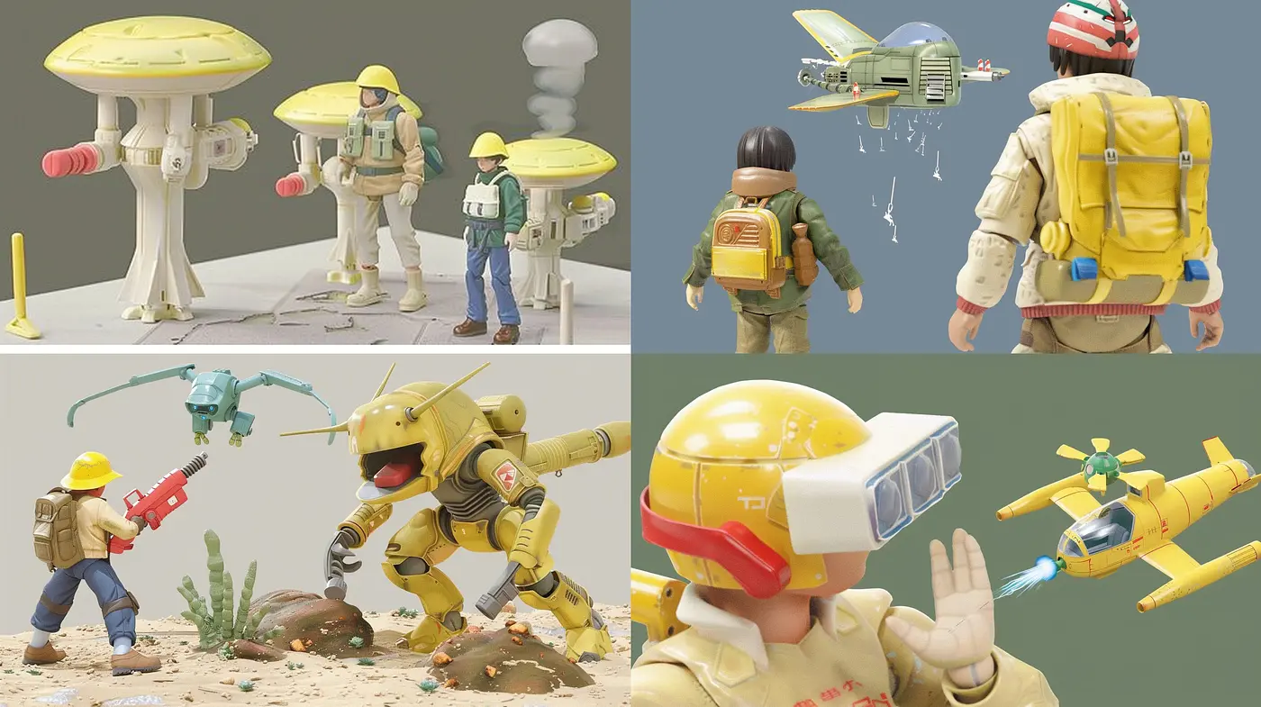 Nostalgic Toybox: Soft-Hued Retrofuturism in Plastic and Pastels - Midjourney sref style