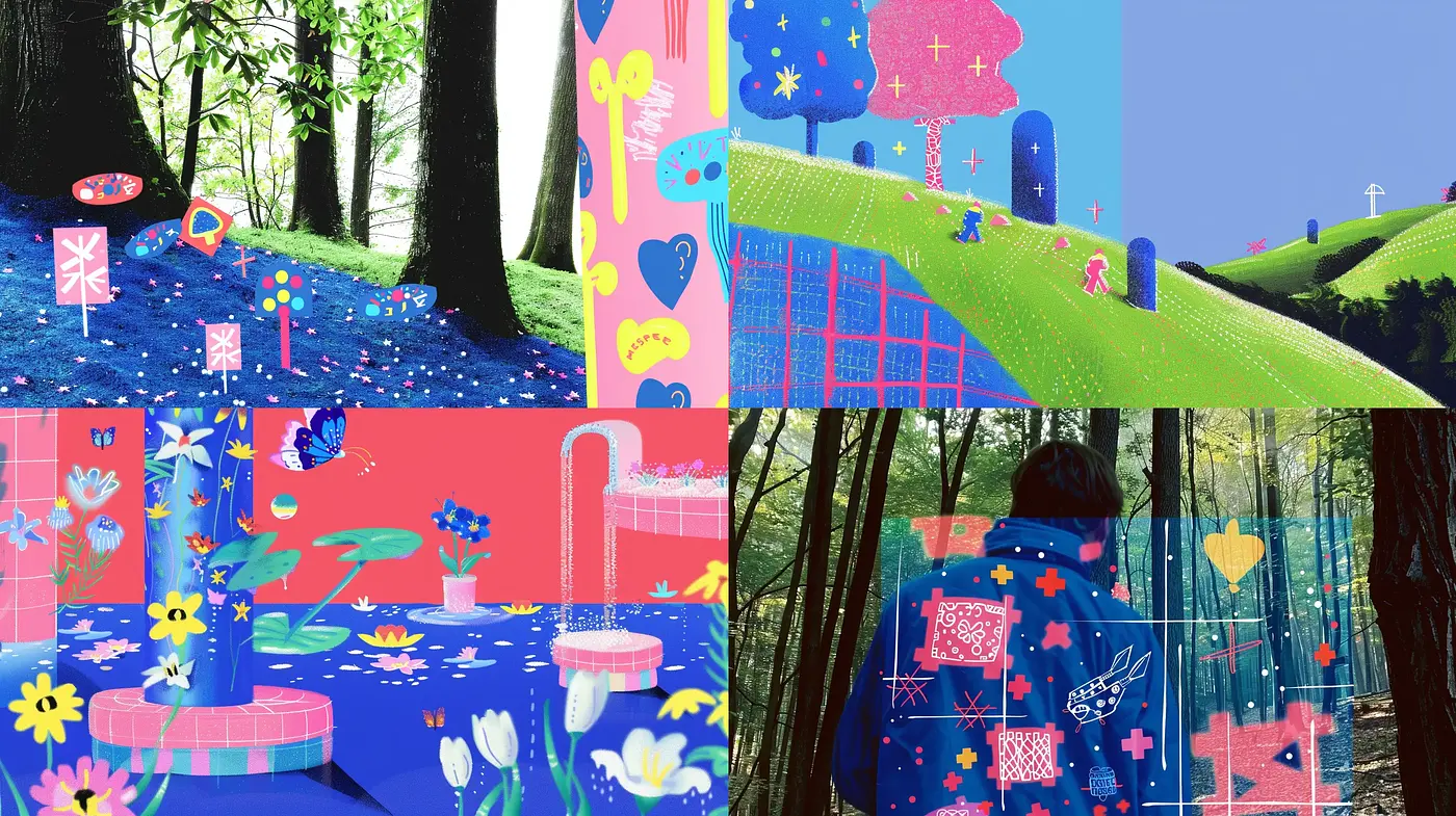 Eclectic Fusion of Vibrancy and Whimsy in Digitally Crafted Environments - Midjourney sref style