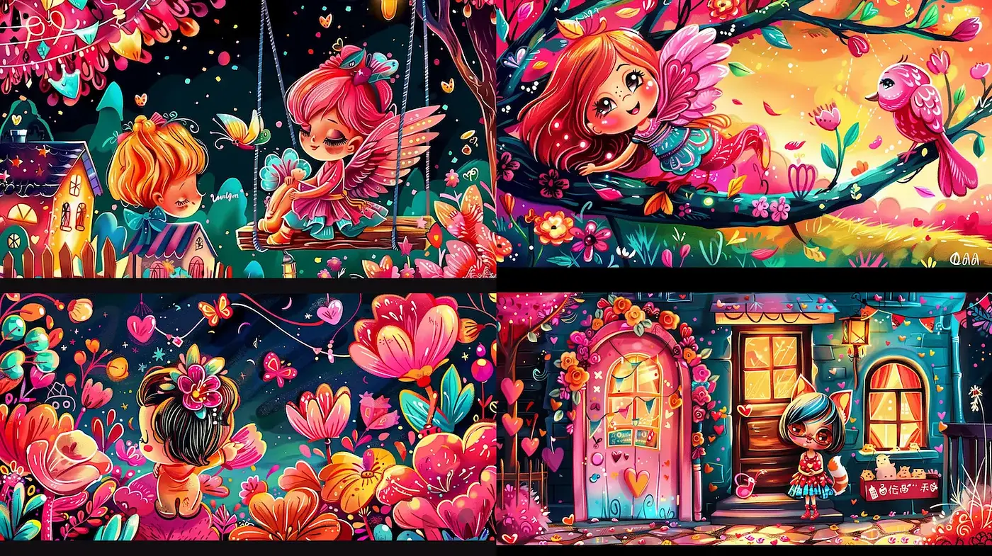 Vibrant Whimsical Illustrations Evoking Joy and Imagination - Midjourney sref style