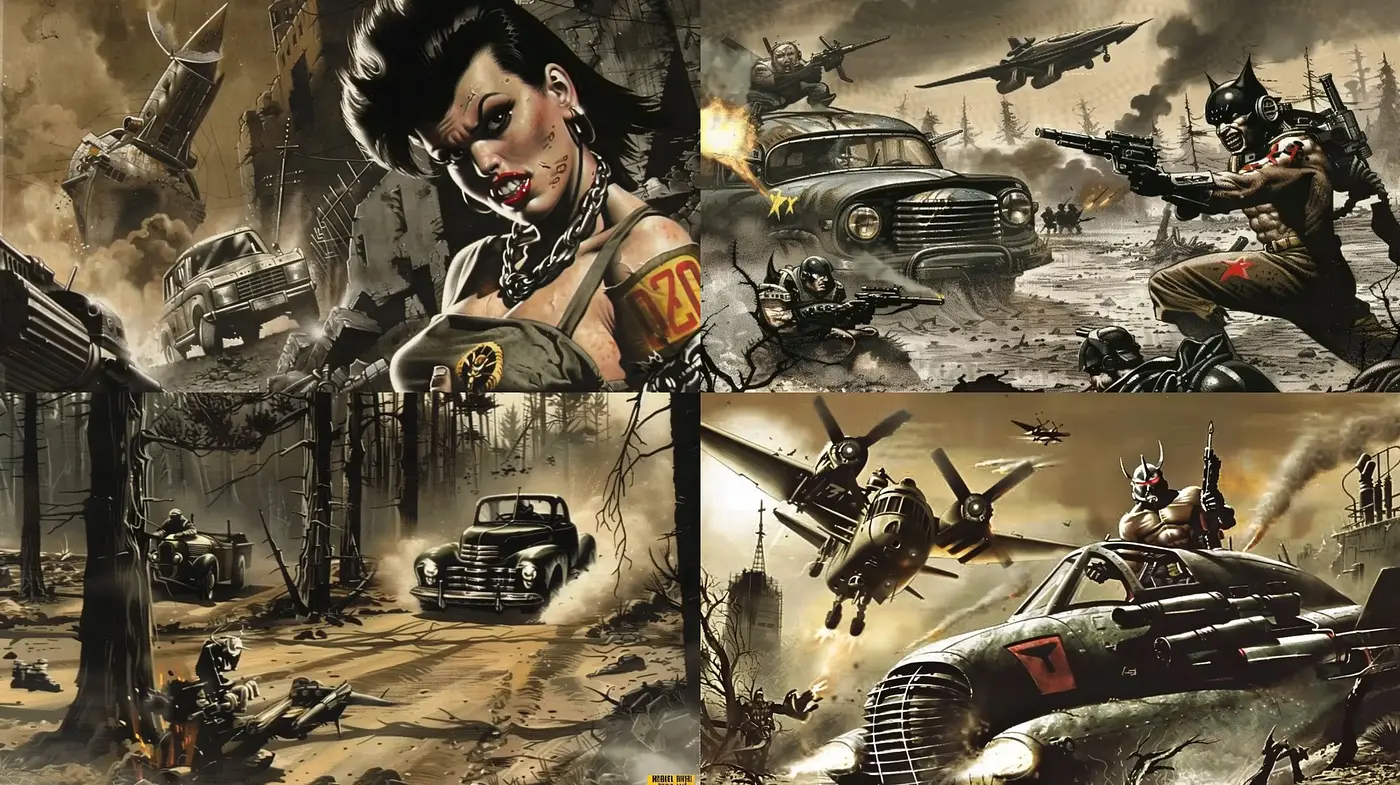Post-Apocalyptic Diesel-Punk Aesthetic with Strong Graphic Novel Influences - Midjourney sref style