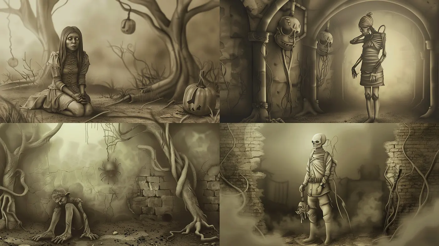 Whispers of Time: Sepia-Tone Surrealism with Ethereal Atmosphere - Midjourney sref style