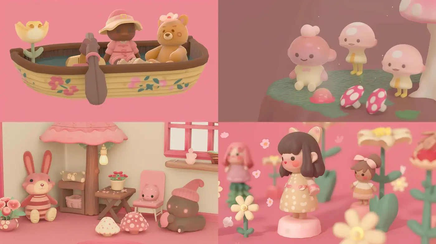 Soft Pastel Wonderworld: A Study in Whimsical Toyland Aesthetics - Midjourney sref style