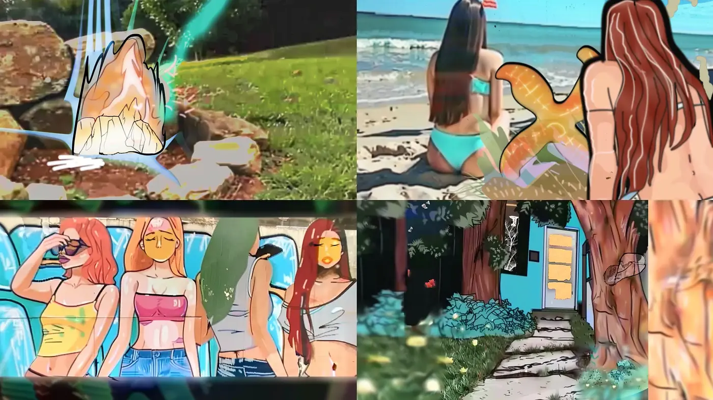 Stylized Summer Narratives: A Contemporary Fusion of Classic Cartoon and Vibrant Realism - Midjourney sref style