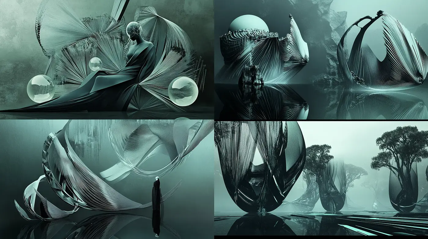Ethereal Monochromatic Dreamscapes with Abstract Forms - Midjourney sref style