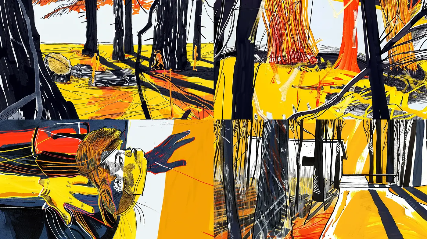 Abstract Expressionist Fusion with a Vibrant Comic-Book Palette - Midjourney sref style