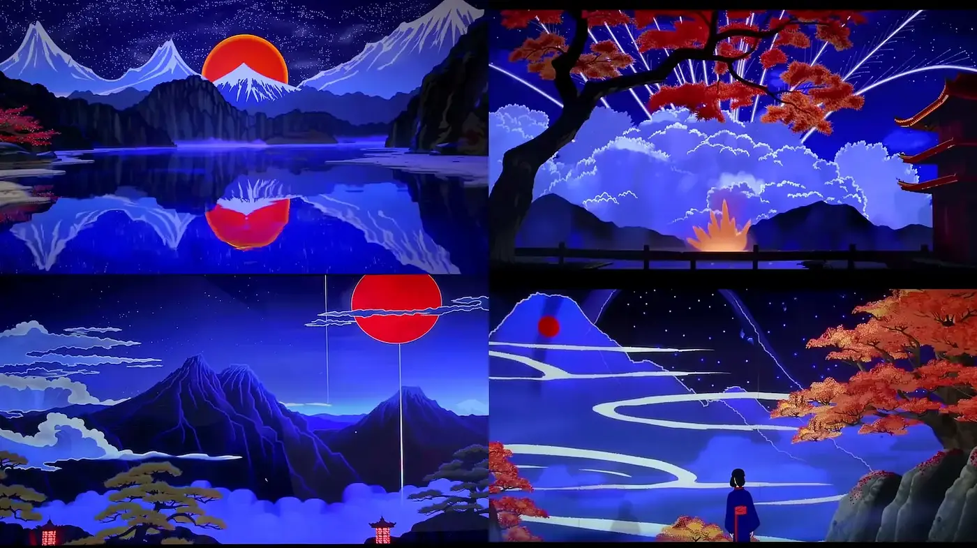 Serene and Ethereal Landscape with Bold Color Palette - Midjourney sref style