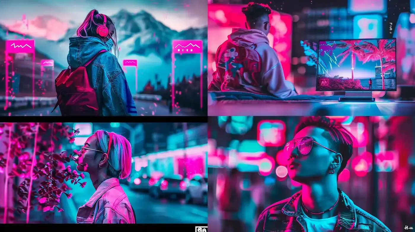 Futuristic Neon Aesthetic with a Retro Vibe - Midjourney sref style