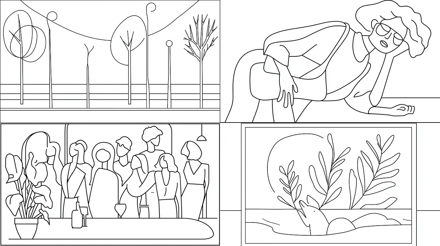 Minimalistic Line Art with Playful and Contemporary Vibe - Midjourney sref style