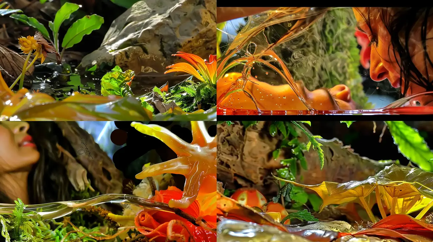 Lush Botanical Tapestry with Vivid Warm Hues and Photorealistic Textures - Midjourney sref style