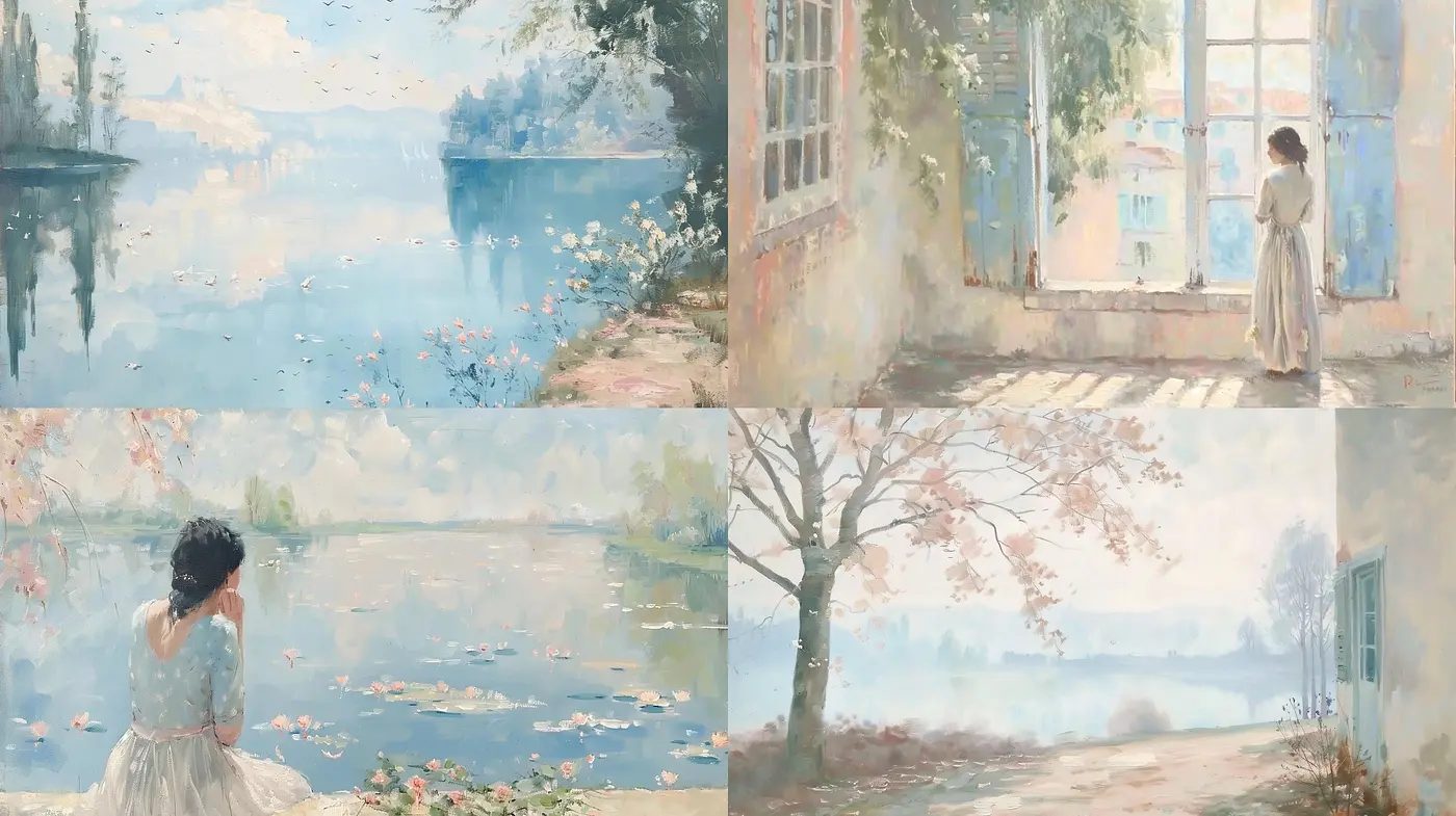 Ethereal Watercolor Dreamscape: Soft Hues and Poetic Light - Midjourney sref style