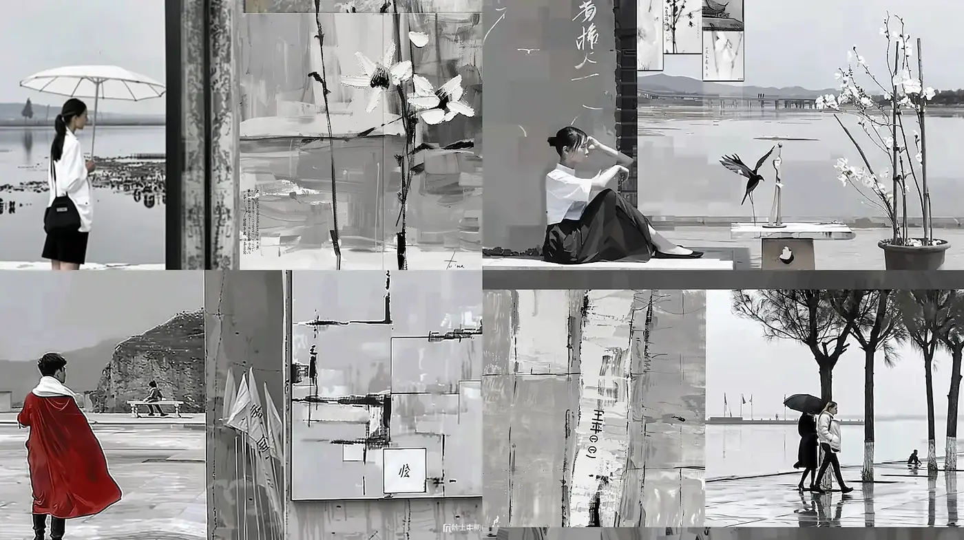 Monochromatic Serenity with a Contemporary Artistic Touch - Midjourney sref style