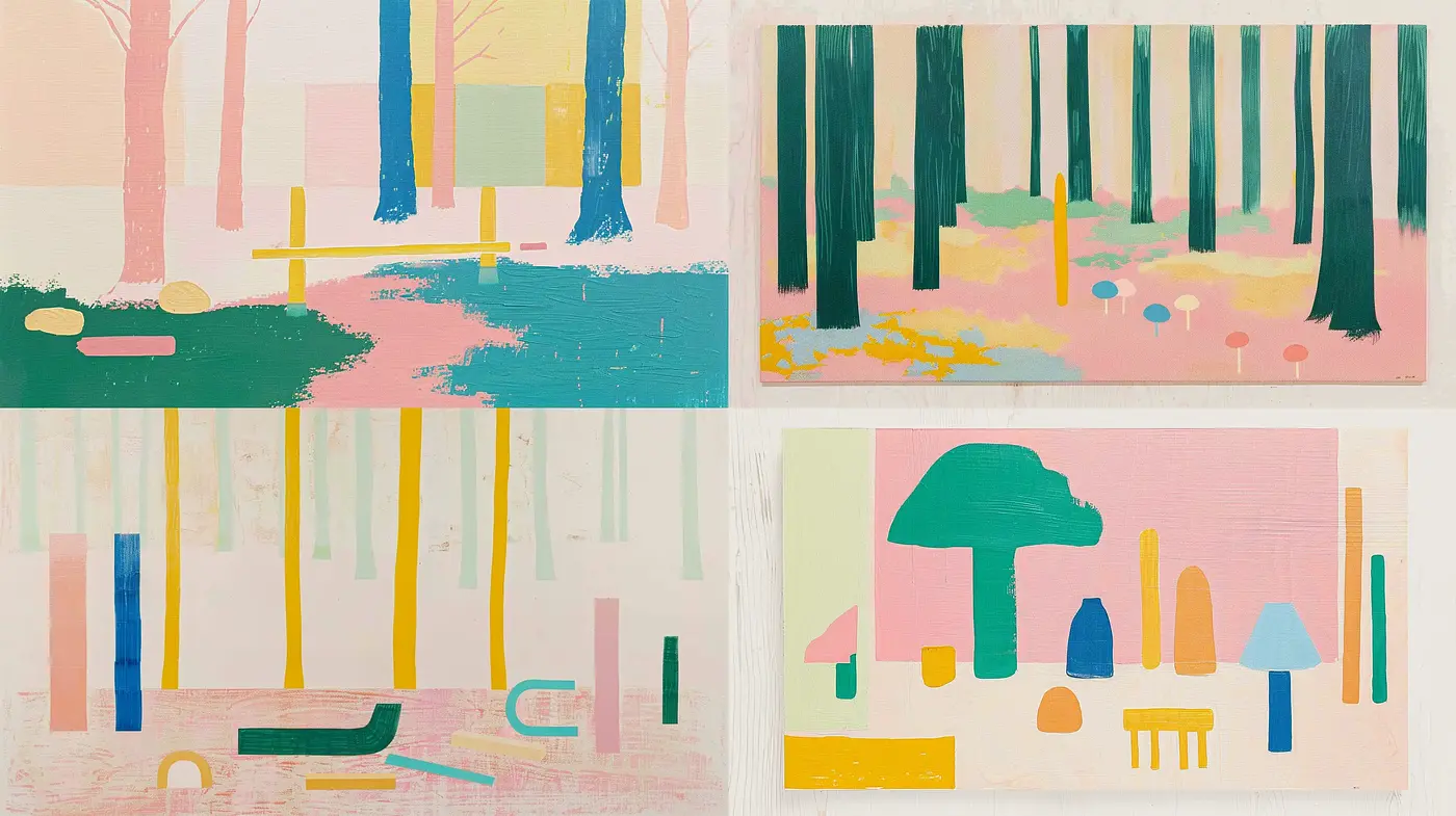Pastel Dreamscape: Abstracted Serenity in a Modernist Expression - Midjourney sref style