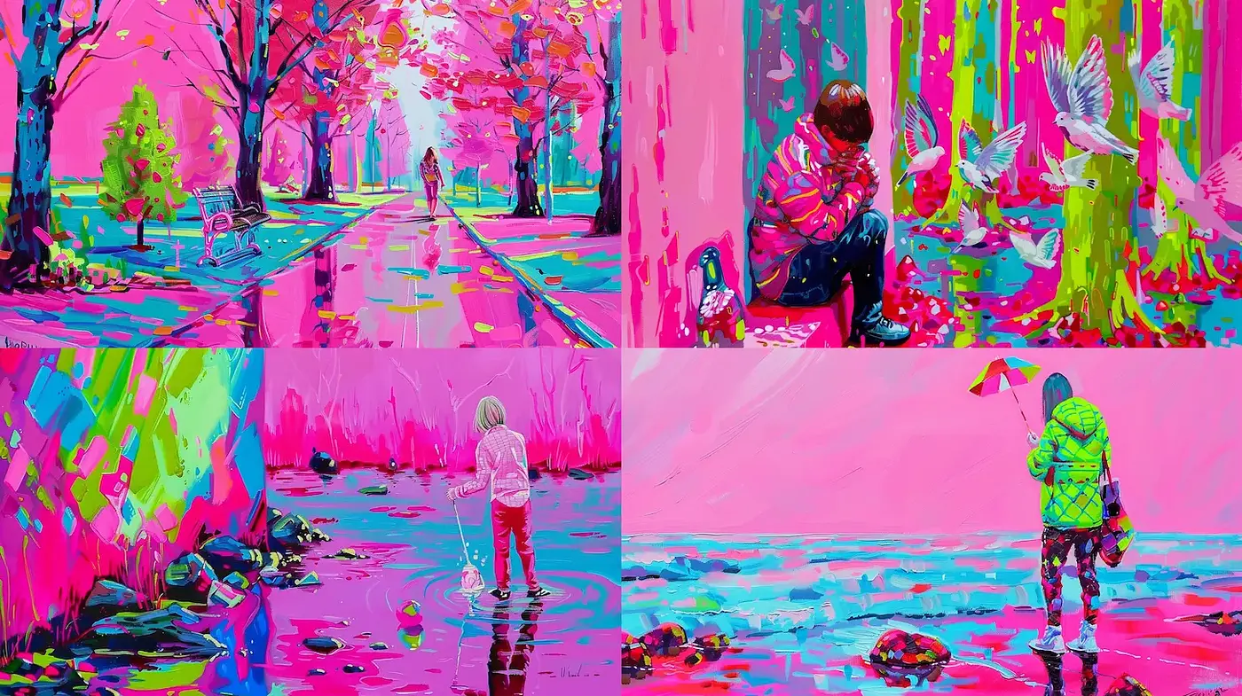 Vibrant and Playful Expressionism Reflecting Nature's Whimsy - Midjourney sref style